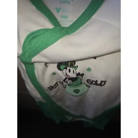 Disney Mickey Mouse Baby 2 piece St Patrick’s Day Outfit Unisex SZ 9 Months 6244 - Picture 5 of 6